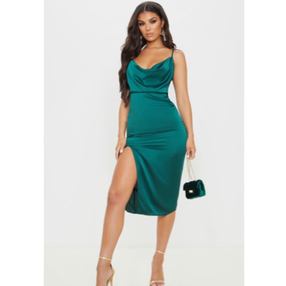 Emerald green midi dress